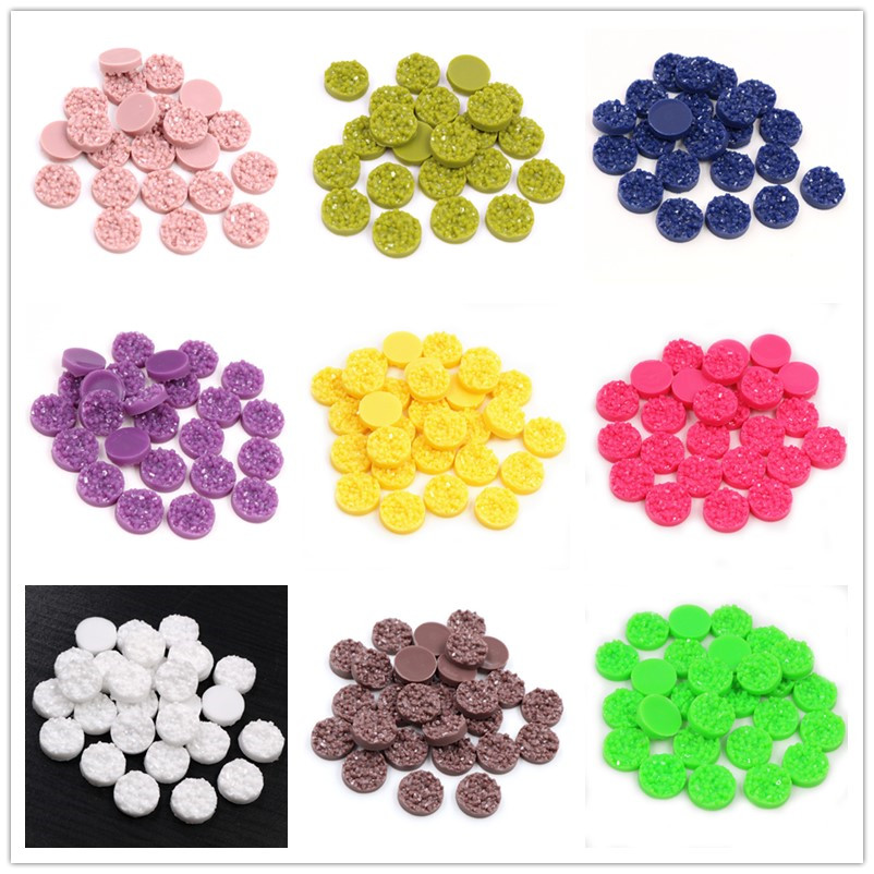 Resin Art Earrings - 40pcs Resin Druzy Cabochons Dome 8/10/12mm