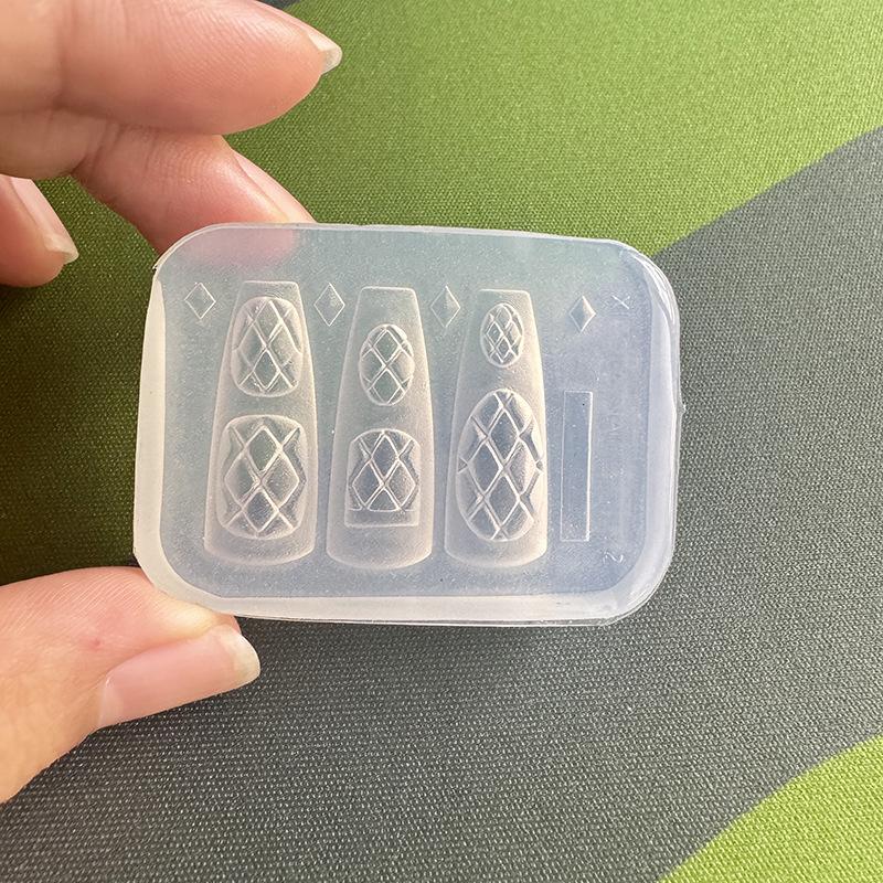 Resin Art Templates Free - Silicone Nails Mold Plaid Bow Flower