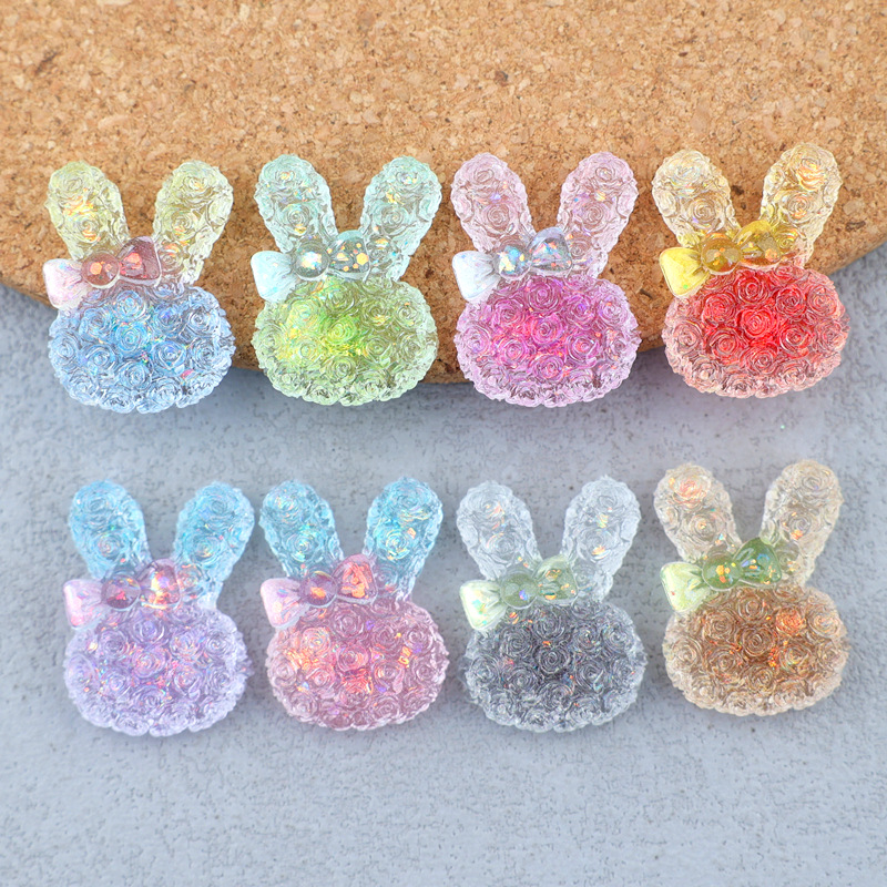 Resin Art Earrings - 5PCS 18*25mm Luminous Gradient Rabbit Resin