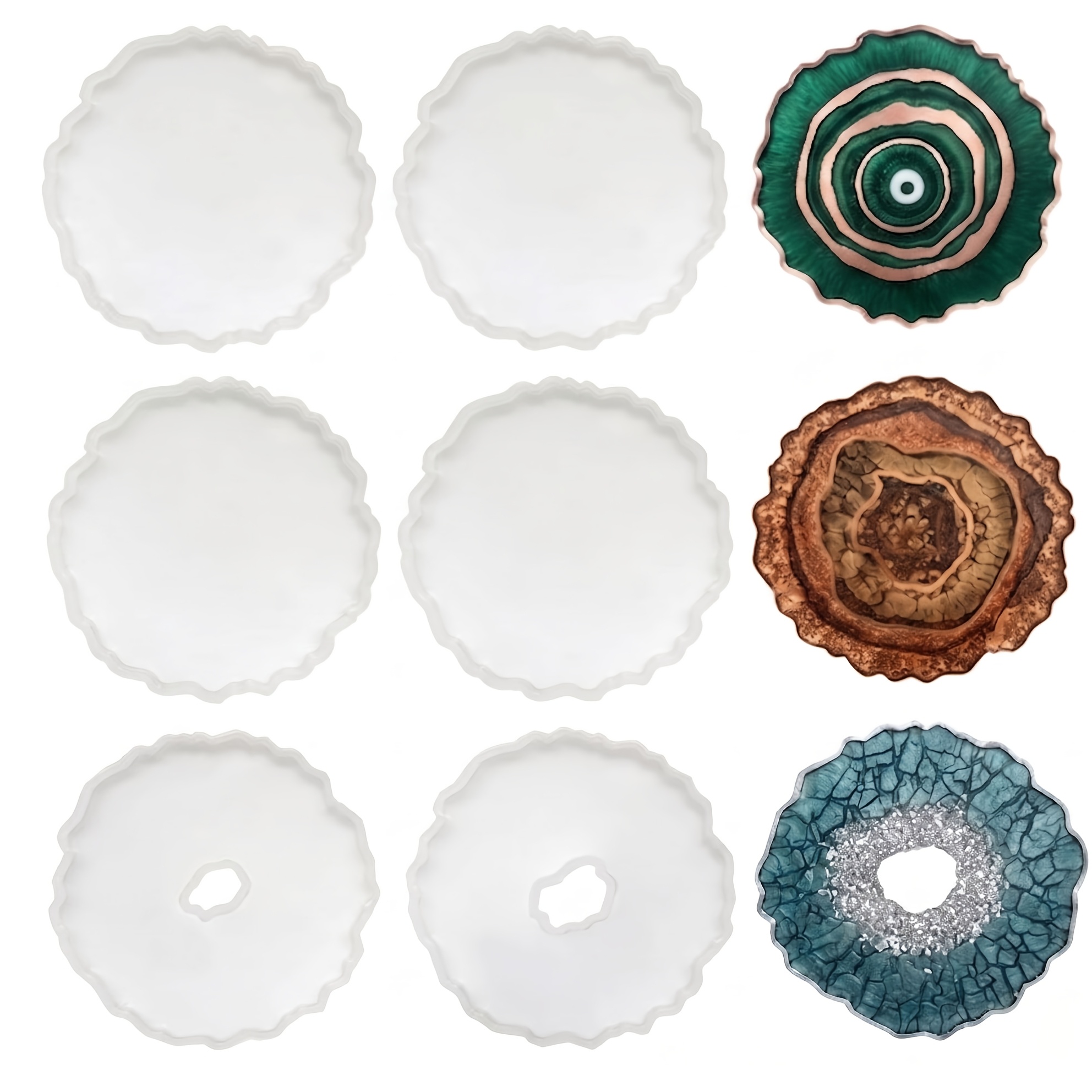 Resin Art Geode - 6pcs Irregular Agate Geode Coaster Silicone