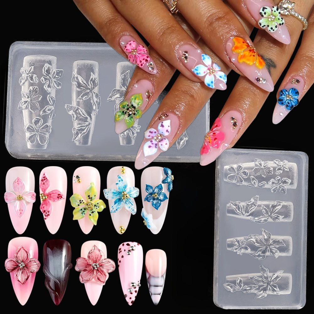 3D Flowers Nail Mold DIY Silic - Resin Art Templates Free recension och pris