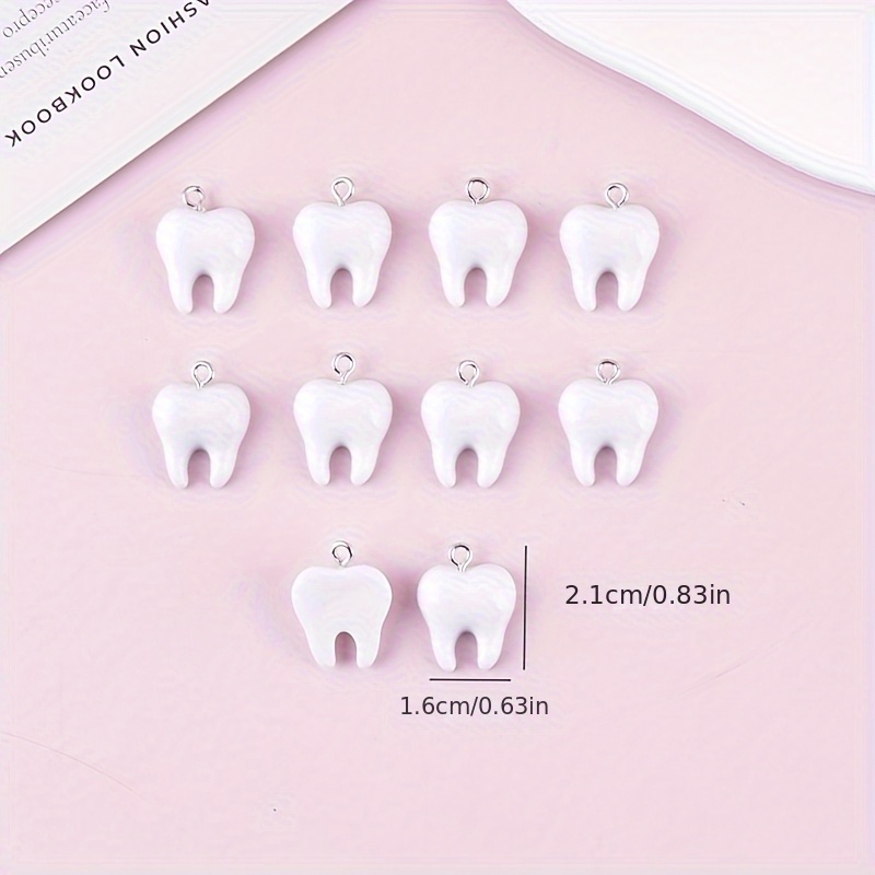 10Pcs Fun Tooth Resin Charms C - Resin Art Earrings recension och pris