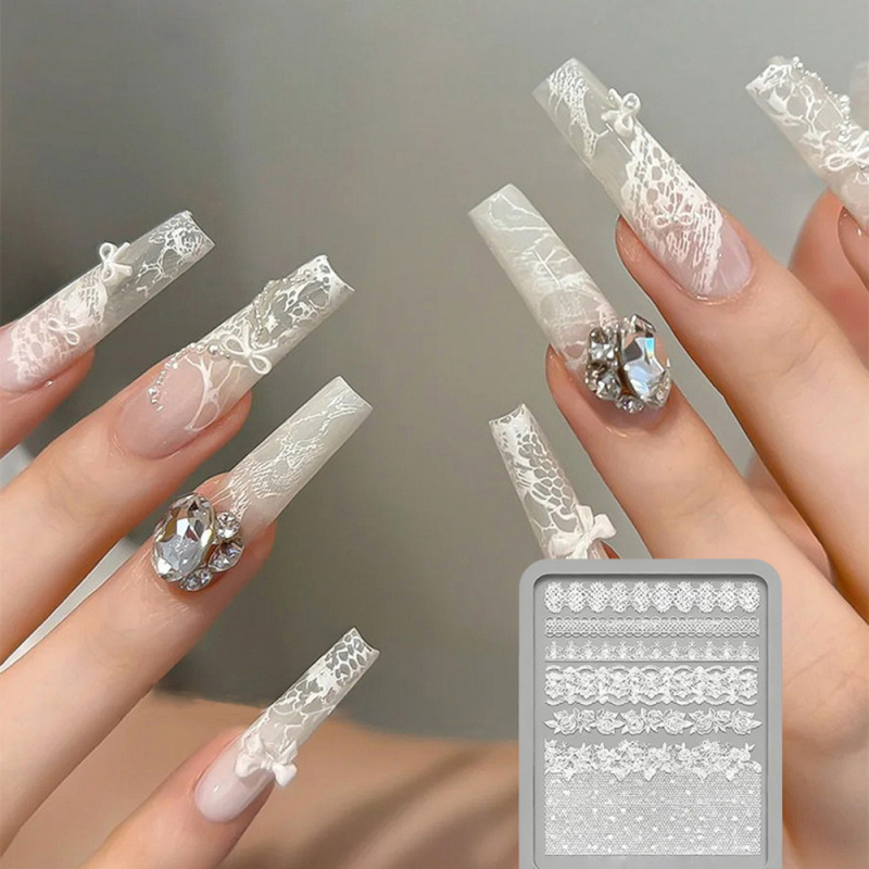 1pc Lace 3D Silicone Nail Mold - Resin Art Templates Free recension och pris