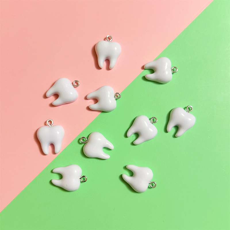 10pcs Cute White Teeth Resin P - Resin Art Earrings recension och pris