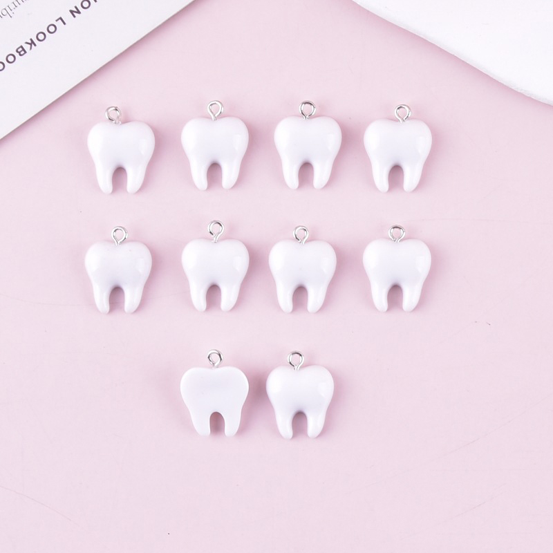 10pcs Cute White Teeth Resin P - Resin Art Earrings recension och pris