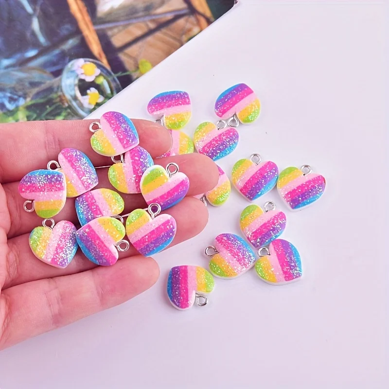 10Pcs Colorful Heart Resin Cha - Resin Art Earrings recension och pris