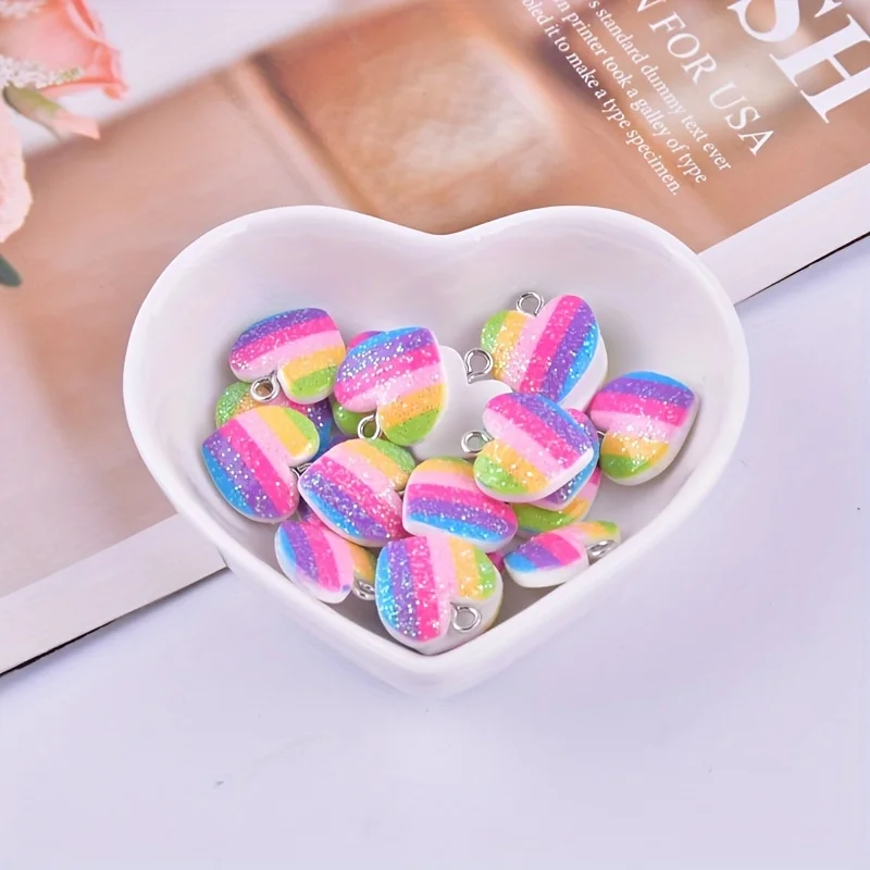 10Pcs Colorful Heart Resin Cha - Resin Art Earrings recension och pris