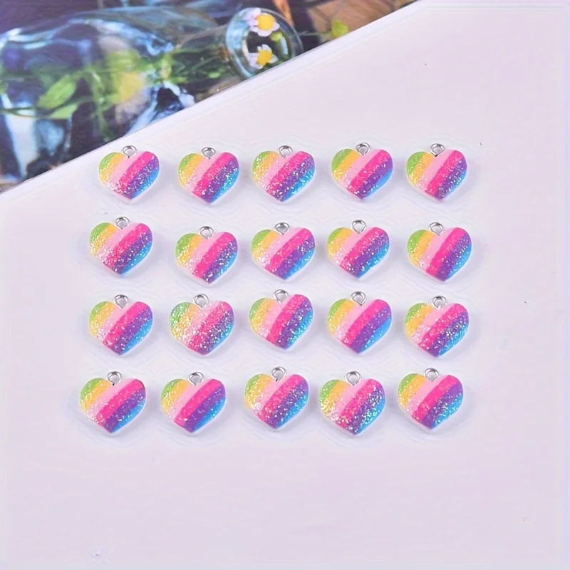 10Pcs Colorful Heart Resin Cha - Resin Art Earrings recension och pris