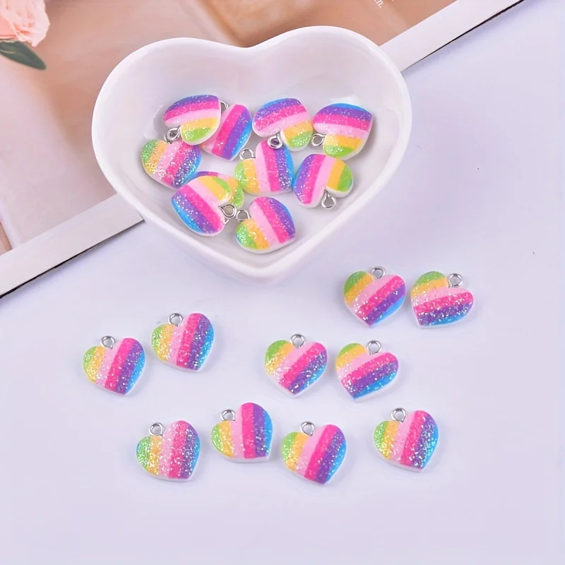 10Pcs Colorful Heart Resin Cha - Resin Art Earrings recension och pris