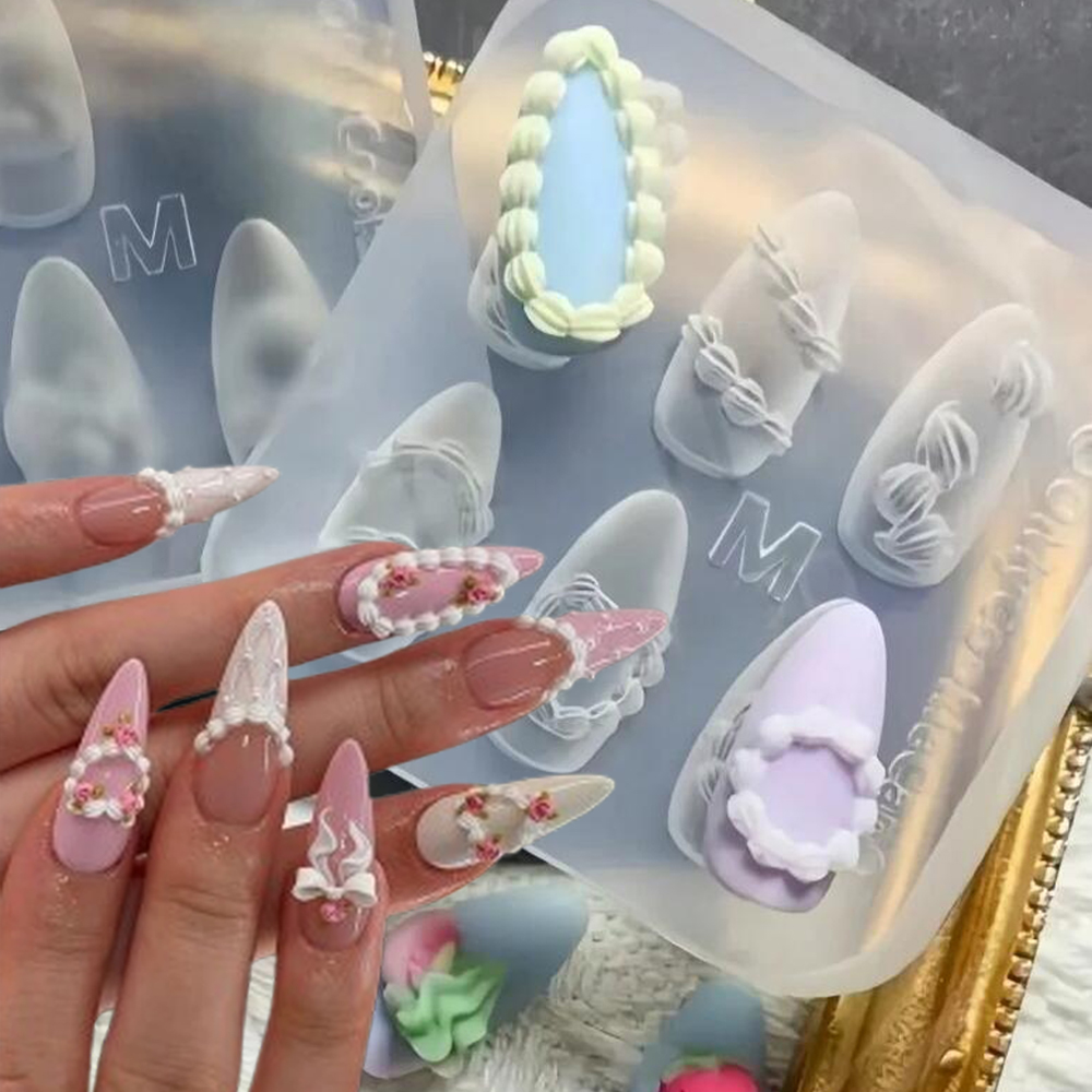 1pc 3D French Cream Nail Art S - Resin Art Templates Free recension och pris