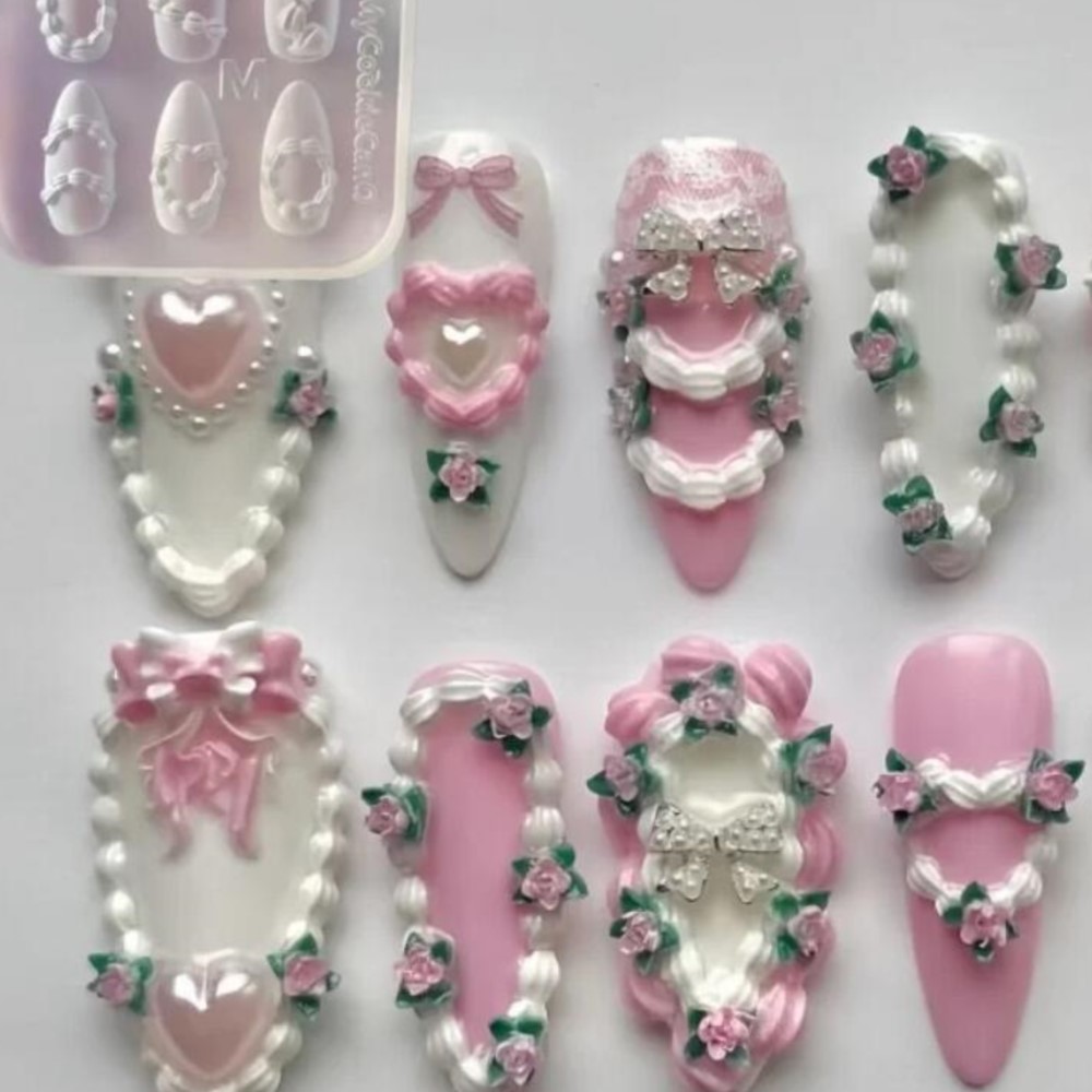 1pc 3D French Cream Nail Art S - Resin Art Templates Free recension och pris