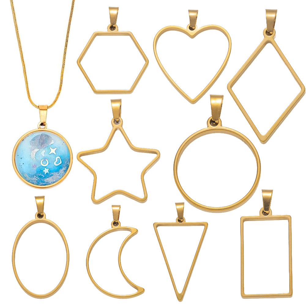 5pcs Stainless Steel Open Back - Resin Art Earrings recension och pris