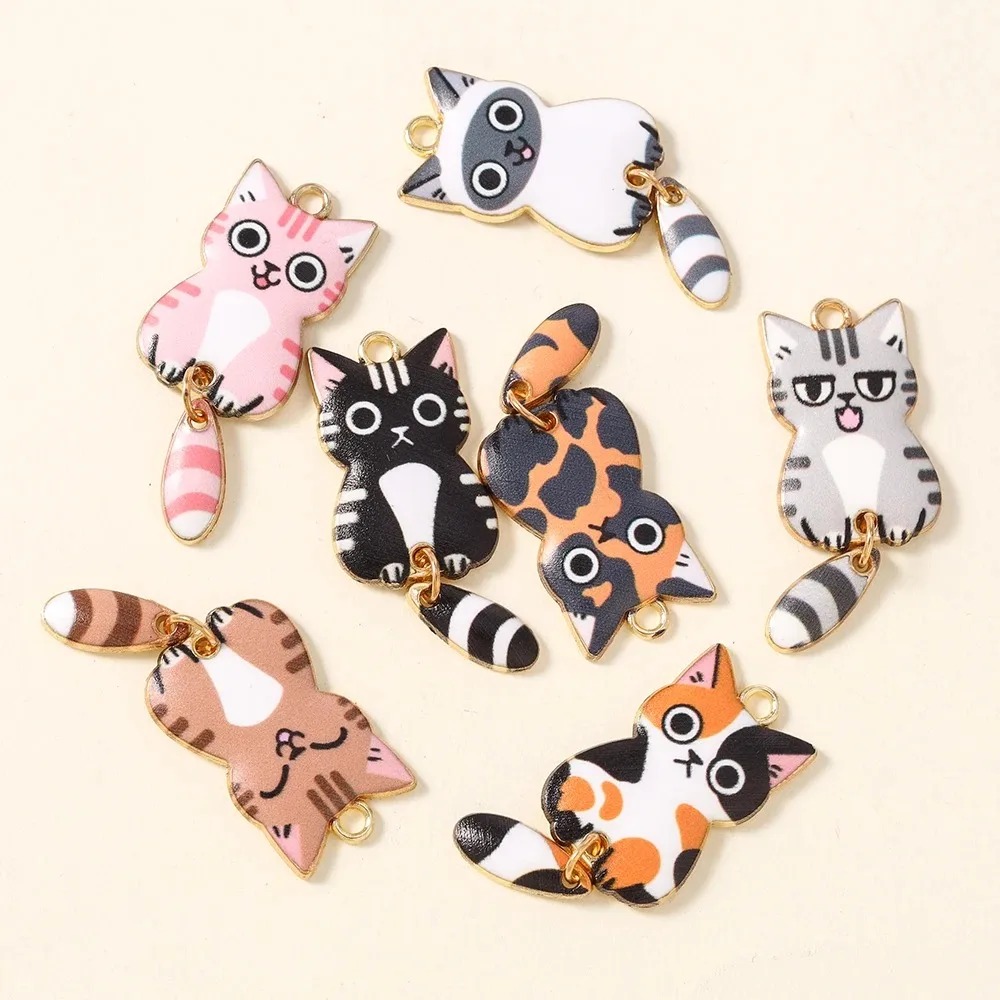 10Pcs 16×39mm Cute Cartoon Cat - Resin Art Earrings recension och pris