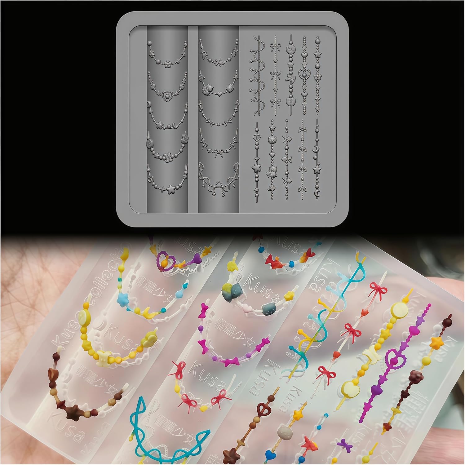 3D Bead Necklace Gel Nail Art  - Resin Art Templates Free recension och pris