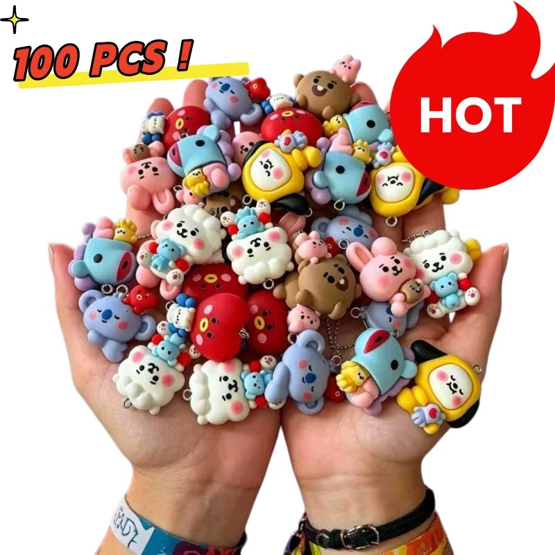 7pcs BT21 Resin Cartoon Charm  - Resin Art Earrings recension och pris