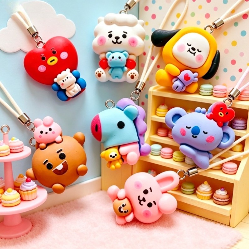 7pcs BT21 Resin Cartoon Charm  - Resin Art Earrings recension och pris