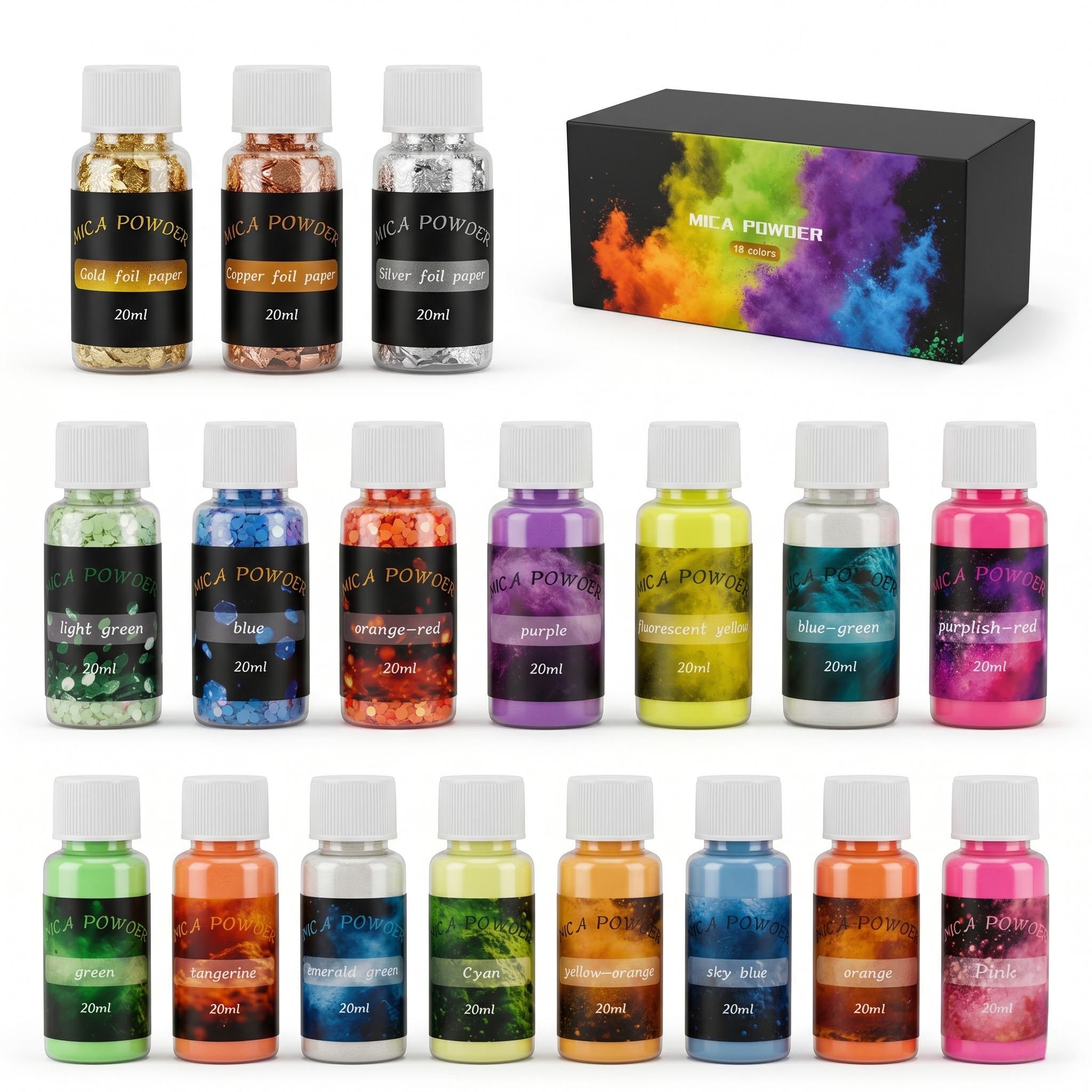 18 Colors Mica Powder Set with - Mica Flake Resin recension och pris
