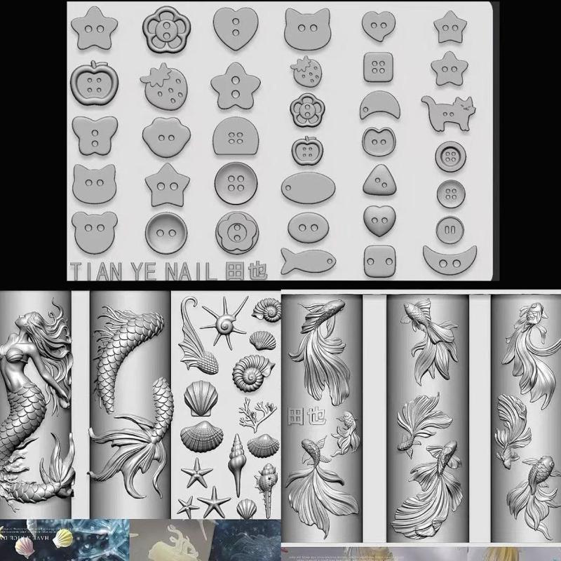 3D Soft Silicone Nail Ocean Me - Resin Art Templates Free recension och pris