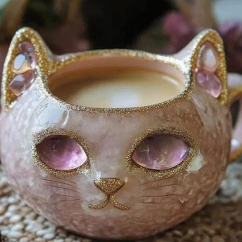 Glittering Cats Face Coffee Cu - Resin Art Geode recension och pris